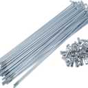 1 Set Bicycle Spokes 12G 183mm Length Bike Wheel Spokes Universal Carbon Steel Galvanized Silver Tone Nipple