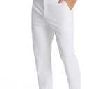 Mens Classic Fit Golf Pants Stretch Dress Pants 30''/32''/34'' Lightweight Casual Suit Pants with Pockets (White)