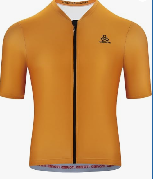 CEROTIPOLAR US Fitting Men’s Cycling Jersey Tops Bike Biking Shirts Pro Anti UV, Full Zipper, Reflective Pocket, L