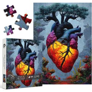PICKFORU Heart of the Forest 1000 Piece Puzzle for Adults, Nature Mountain Plants Jigsaw Puzzles, Colorful Impossible Whimsical Puzzles as Wall Art
