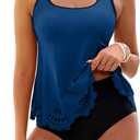 Blooming Jelly Tummy Control Tankini Swimsuits for Women Two Piece Bathing Suit Modest Cut Out Beach Swim Suit 2026 (Blue, L)