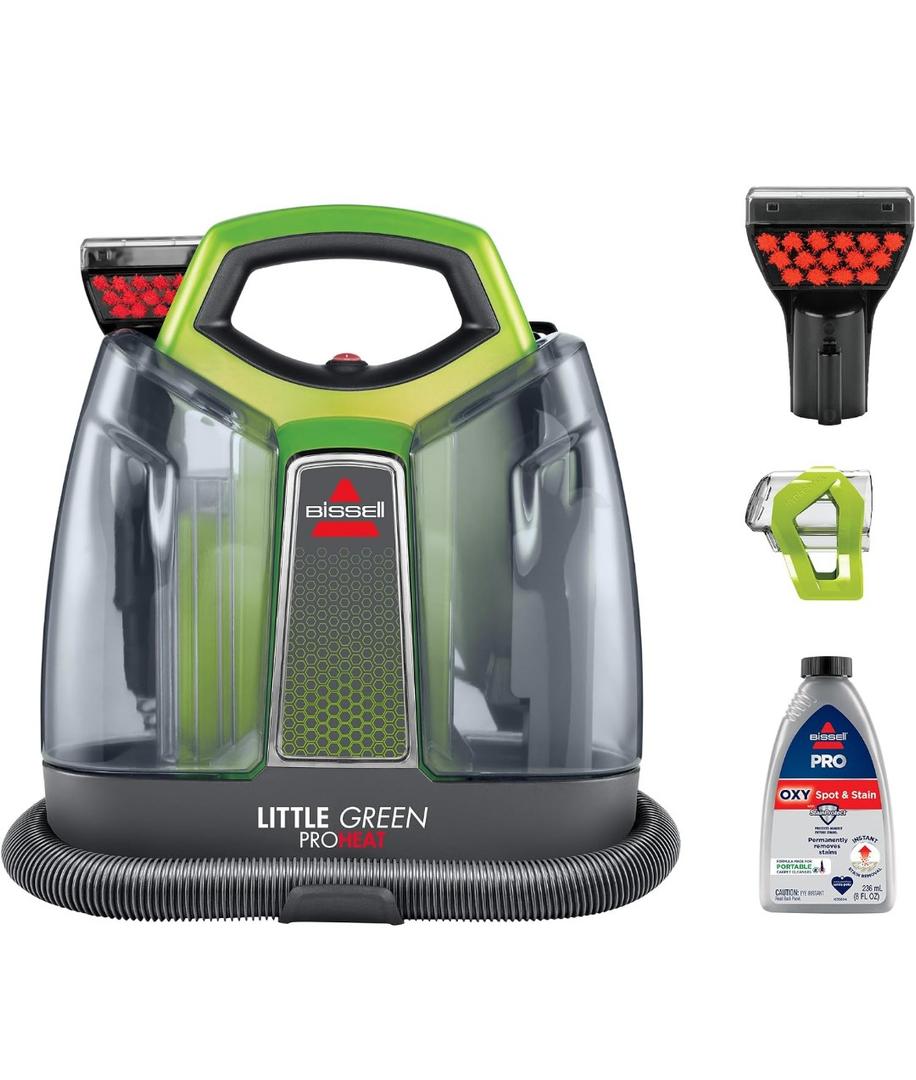 BISSELL Little Green Proheat Portable Deep Cleaner/Spot Cleaner and Car/Auto Detailer with self-Cleaning HydroRinse Tool for Carpet and Upholstery, 2513E
