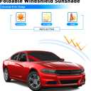 Windshield Sun Shade for Dodge Charger Challenger Durango Ram Accessories Universal Fit to All Dodge Cars Sunshade Foldable Sun Visor Protector Blocks UV Rays Keep Your Car Cooler (Red)