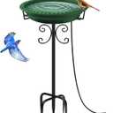 Daoeny Heated Bird Baths for Outdoors, Upgraded 100W Thermostatically Controlled Heated Bird Bath with 5-Prong Metal Base, Heated Bird Bath for Outside Winter Garden Patio Yard Lawn(Green)