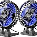 JZCreater USB Desk Fan, Mini Fan Portable, 3 Speeds Desktop Table Cooling Fans, Plug in Power, Rotation Strong Wind, Quiet Personal Small Fan for Home Desktop Office Travel Bedroom, Black (2Pack)