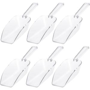 Ice Scoop Candy Buffet Containers Scoopers, Hmxpls Clear Plastic Scoop for Popcorn Cookie Candy Buckets, Podpocket Acrylic Large Scoops for Parties Wedding Bar Jars Freezer Dry Goods 6 Pack 7.5 In
