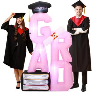 Leyndo 6 ft Inflatable Graduation Decorations Large Blow up Grad Letter Decorations with LED Light Recyclable Yard Sign for Congrats Grad Party Outdoor Indoor College High School (Black, Pink) Leyndo 6 ft Inflatable Graduation Decorations Large Blow up Grad Letter Decorations with LED Light Recyclable Yard Sign for Congrats Grad Party Outdoor Indoor College High School (Black, Pink)