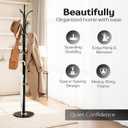 Modern Metal Coat Rack with Sturdy Natural Marble Base for Coat, Jacket, Hat, Cloths, Bags - Freestanding Coat Stand with 12 Hooks & Umbrella Holder for Entryway, Hallway, Corner, Office, 12"D x 12"W x 70"H