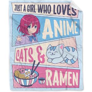 Just A Girl Anime Blanket Gifts for Girls - Kawaii Anime Decor Flannel Blanket, Luxurious Warm and Cozy, L 60X80 Inch, Most People's Choice