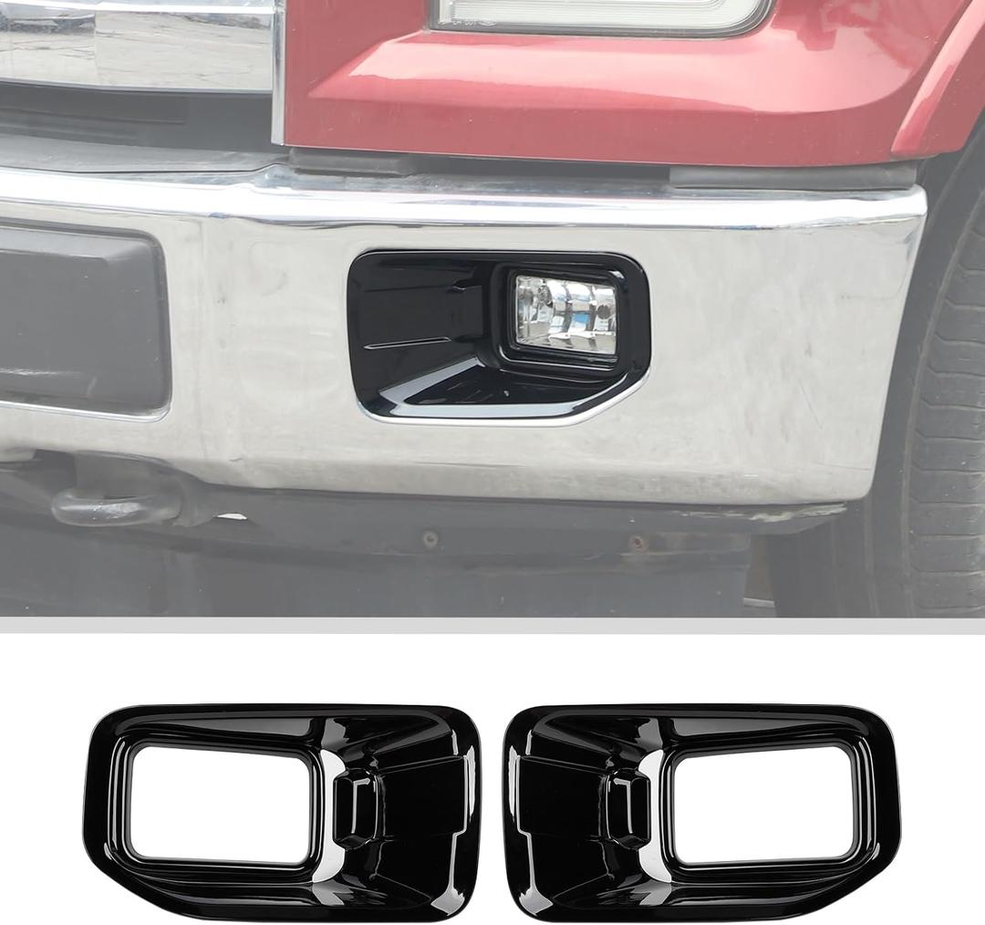 JWWY Front Foglights Fog Light Fog Lamp Covers Embellishment Garnish Trim Fit for 2015-2020 Ford F150 Exterior Accessories ABS Black 2PCS