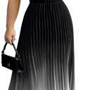 SOLY HUX Women's Plus Size Maxi Dress Ombre Mock Neck Sleeveless Pleated A Line Flowy Long Dresses Black Gradient XX-Large Plus