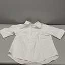 siliteelon Short Sleeve Button Dress Shirts for Women Cotton Button Down Shirts for Women Slim Fit Blouse Top 3/4 Sleeve (Small, White)