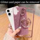 2 x Compatible for iPhone 16 Case Glitter Clear Paw Love Heart Compatible with MagSafe, Camera Lens Protection Soft Slim Thin Magnetic Bling Phone Case - Pink