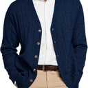 Runcati Mens Cardigan Sweater V Neck Button Down Sweaters Long Sleeve Lightweight Fall Knit Outwear with Pockets Size XL