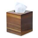 Wood Tissue Box Cover, Square Bless You Tissue Holder, Decorative Tissue Dispenser for Bathroom, Living Room, Dining Table, 5.3" L x 5.3" W x 6.1" H