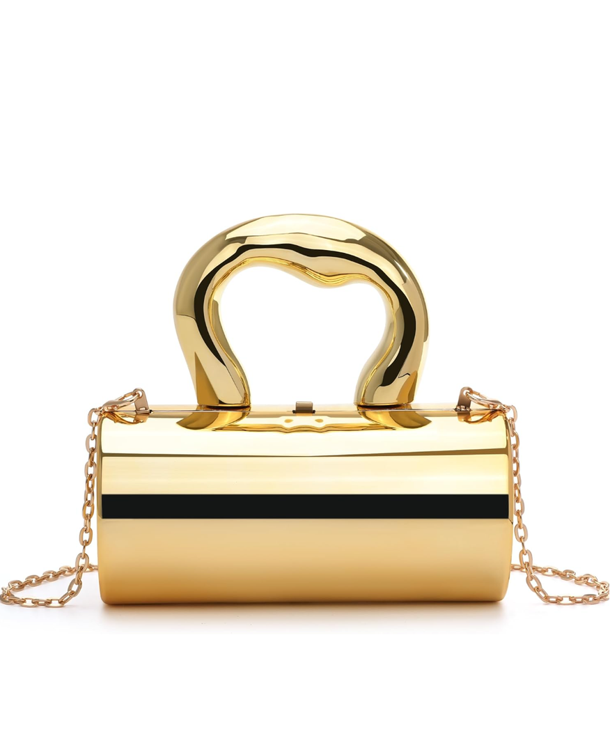 Acrylic Clutch Bag, Acrylic Purse for Women with Removable Strap and Lift-Up Lock, Gold Clutch Purses for Women