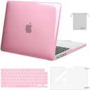 MOSISO Compatible with MacBook Pro 14 inch Case 2025 2024 2023 2022 2021 M4 M3 M2 M1 A3112 A3185 A3401 A2918 A2992 A2779 A2442, Plastic Hard Shell&Keyboard Cover&Screen Film&Pouch, Crystal Pink