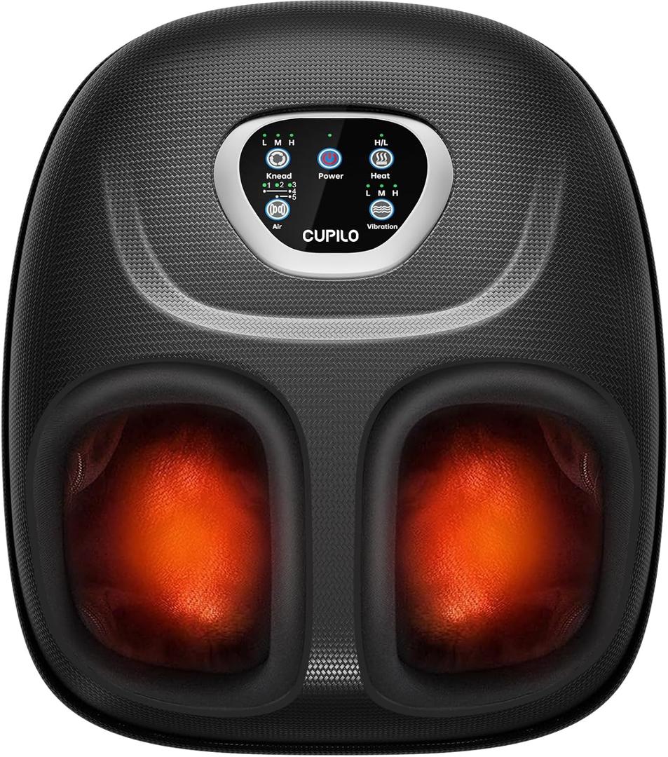 Foot Massager FSA Eligible HSA, Feet Massager with Heat for Plantar Fasciitis Relief, 5 Levels Compression & Vibration Massage for Neuropathy, Gifts for Women Mom Men Dad, Fits Up to 13"