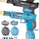 2Pcs Electric Water Gun for Kids Adults,Automatic Squirt Gun with Flashing Muzzle, 26FT Range, Leak-Proof Rechargeable Water Blaster for Summer Pool Beach Water Fights (Black+Blue)