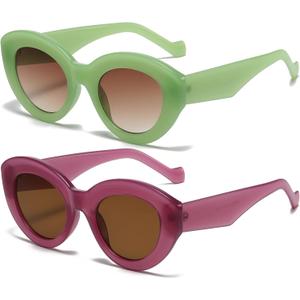 AIEYEZO Oversized Cat Eye Sunglasses for Women Cute Oval Thick Frame Cateye Sun Glasses Chic Retro Style Shades