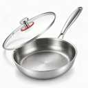 Titanium Pan for Cooking - Titanium Alloy, No Coating Titanium Cookware Frying Pan Hammered Pans Safe Durable Scratch-Resistant Compatible with All Cooktops (10.23in)