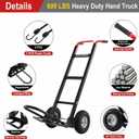 600 LBS Aluminum Hand Truck, Heavy Duty Dolly Cart with 10" Pneumatic Tires | 51" Tall Ergonomic Handle, Large Base Plate & 2 Bungee Cords, for Moving Appliances, Furniture, Warehouse & Home