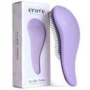 Crave Naturals Glide Thru Hair Brush - Detangler Brush for Curly, Straight, Wet or Dry Hair - Gentle Detangling Brushes for Adults, Kids, Toddlers - Hair Accessories for Women, 7.5x3" - Purple (1 Pack (Regular))