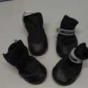 QUMY 4PCS Dog Shoes for Small Dogs, Hot Pavement Summer Puppy Dog Boots & Paw Protectors with Soft Anti-Slip Rubber Sole, Mesh Breathable Dog Booties for Hardfloors, Walking Running Black Size 5