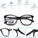 SUNAMOY Large Round Acetate Material Reading Glasses for Womens Large Computer Blue Light Blocking Spring Hinge Big Readers (Black)