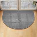 YIHOUSE Half Circle Door Mat 31" x 48" Grey, Front Door Mat Entrance Non Slip, Thin Dirt Trapper Washable Low Profile Doormats for Entryway Mats