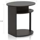 FURINNO Oval End Table, One, Walnut