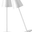Cordless Rechargeable Table Lamp Set of 2, 4000mAh Battery Powered LED Desk Lamp, 3 Color Stepless Dimming Up, Portable Table Light Lamp for Bedroom Restaurant Outdoor (White)