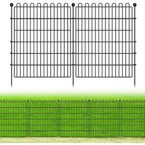 10 Panels No Dig Decorative Garden Fence for Yard, 32 in(H) X 23.6 ft(L) Animal Barrier Fencing for Outdoor Dog, Metal Portable Garden Fences for Borders, Pets, Landscape, Temporary Fence