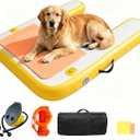Inflatable Dock Platform for Dog, Large Dog Float Floating Ladder Up to 220 lbs Dogs Water Ramp, Non-Slip PVC with Boat Ramp for Pool, Dock, & Lake