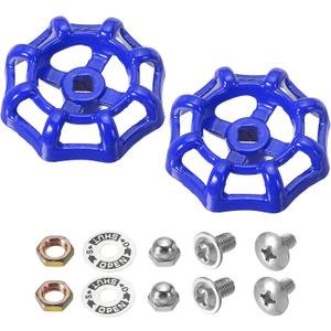 PATIKIL Outside Faucet Handle Square Stem Hole 6x6mm, Cast Steel Faucet Round Wheel Handle Replacement Water Spigot Handle with Screws Spacer, Blue, 2Pcs PATIKIL Outside Faucet Handle Square Stem Hole 6x6mm, Cast Steel Faucet Round Wheel Handle Replacement Water Spigot Handle with Screws Spacer, Blue, 2Pcs