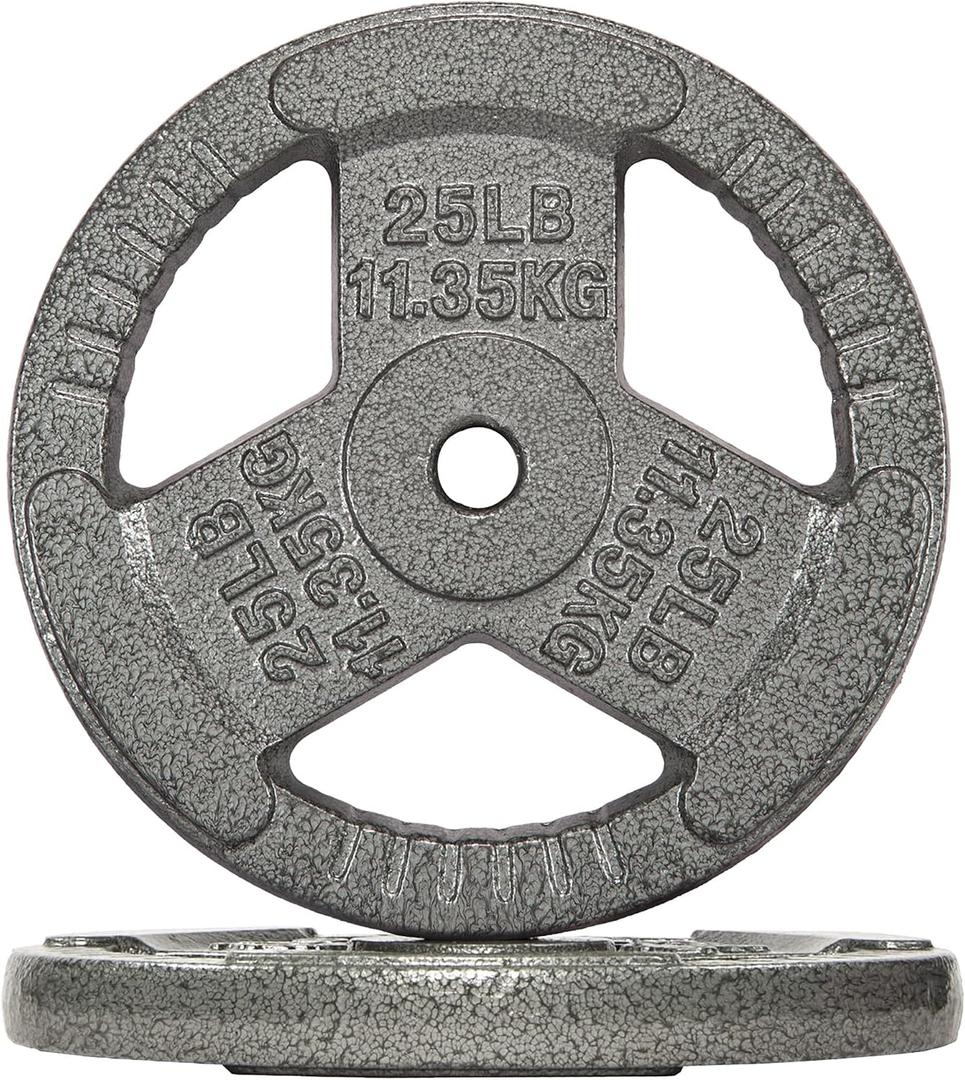 Fitvids Cast Iron 1-Inch Standard Weight Plate for Strength Training & Weightlifting, 25LBx 2
