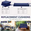 Leinuosen 3 Pcs Outdoor Chair Cushions Set 44 x 19 Inch Loveseat Waterproof Patio Furniture Love Seat Pad Cushions with Ties for Square Settee Indoor Sofa Wicker Couch Bench(Navy Blue)