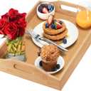 Tray with Large Handles - Bamboo Ottoman Tray, Great for Coffee Table, Couch, Tea, Bar, Breakfast, Dinner, or Any Food - Good for Parties or Bed for Eating (Home It)