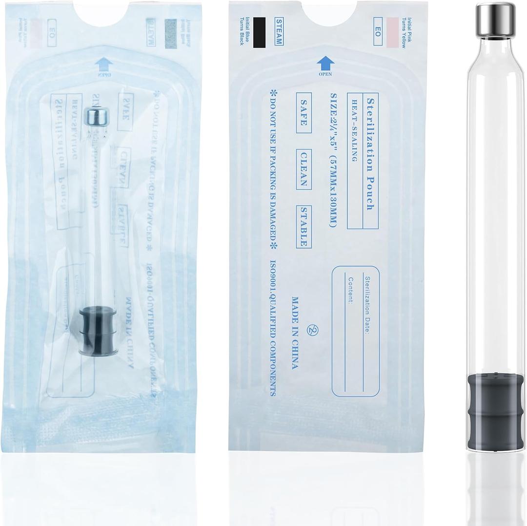 1.8mL Pen Cartridge, 1.8cc Glass Cartridges for Peptide, Portable for Injection Pens, Individually Packaged, Steam Sterilized, with Rubber Stopper, 100Pack