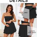 Bsubseach Womens Flowy Skirt with Shorts Ruffle Skorts Elastic Skirts Beach Shorts for Summer (X-Large, Black)