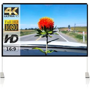 SKERELL Projector Screen with Stand 120 inch Portable Projection Screen 16:9 4K HD Rear Front Projections Movies Screen with Carry Bag for Indoor Outdoor Home Theater Backyard Cinema Travel