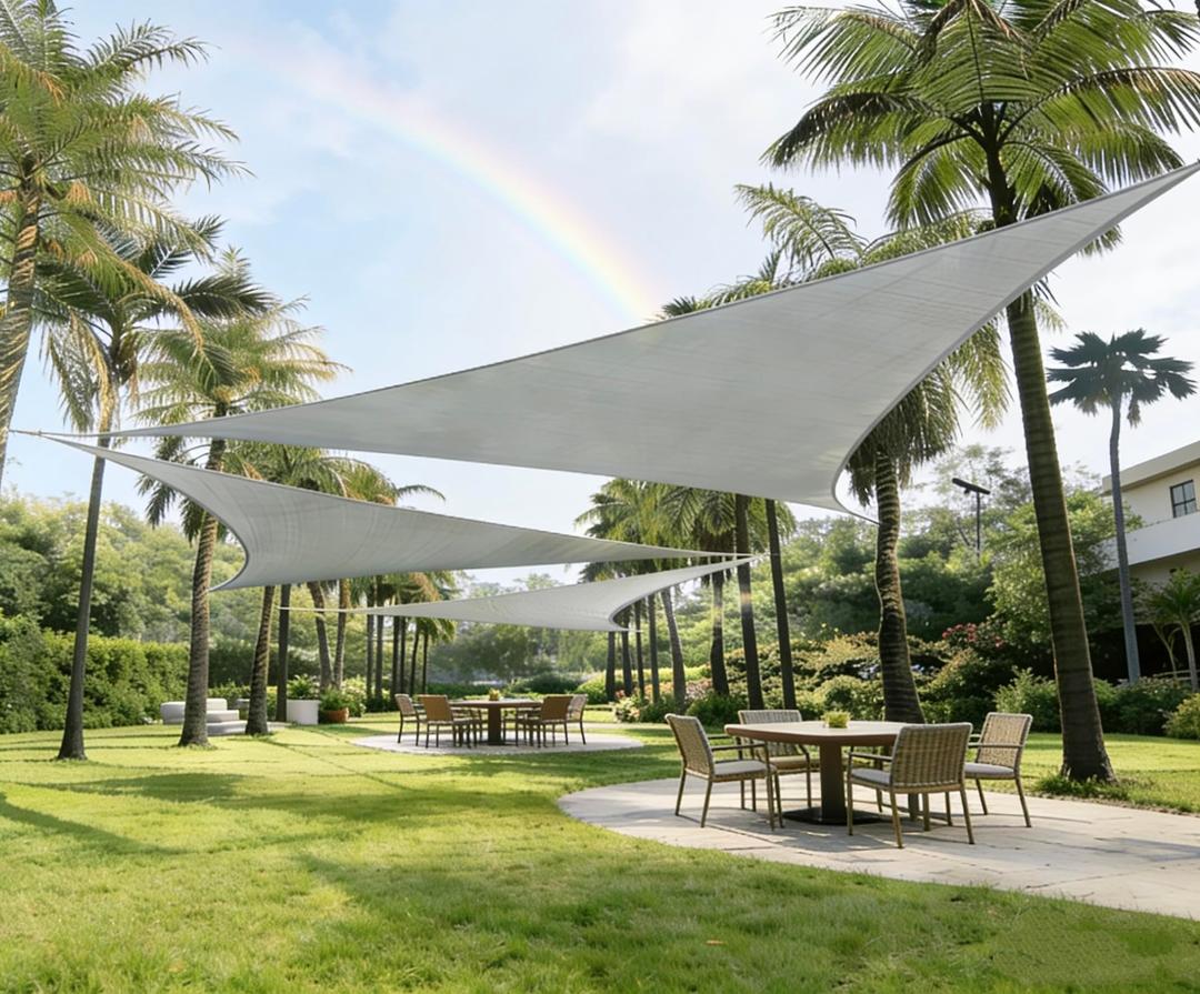 REXloyal Sun Shade Sail 8' x 16' Grey Rectangle Canopy Sail Shade Cover 95% UV Block Permeable Sunshade Outdoor for Patio Yard