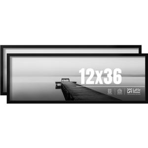 LaVie Home 12x36 Picture Frame 2 pack, Display Pictures 12 x 36 Poster Frame, 12x36 Black Photo Frame with HD Plexiglass, Display Frame for Vertical or Horizontal, Classic Collection