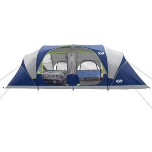 CAMPROS CP Tent 12-Person-Camping-Tents,3 Room Family Tents,Waterproof Windproof Family Tent with Top Rainfly,6 Large Mesh Windows,Double Layer,Easy Set Up, Portable with Carry Bag-20' x 9' x 72"(H)