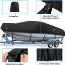 GXARTS Trailerable Boat Cover, Length: 14'-16' Beam Width up to 90", Waterproof Heavy Duty Cover, Fits for V-Hull, TRI-Hull, Runabout, Pro-Style, Bass Boat, Storage Bag & Tightening Straps Included