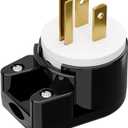 90 Degree USA Canada Male Plug, Plugrand Nema 5-15P 3 Pole Angle DIY Plug, 15A 125V USA 3Pin Right Angle AC Plugs, Nema 5-15P Angled Rewireable 12 Direction Male US 3Pole AC Connector, Black