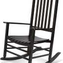 Shine Company Vermont Porch Rocker, High Back Wood Rocking Chair, Black (1-Pack)