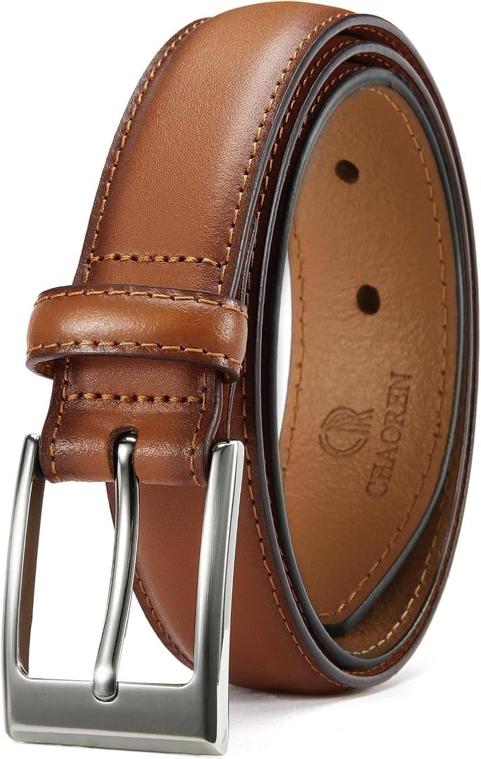 CHAOREN Mens Belts Leather Gift for Men - Ideal Match for Mens Dress Shoes | Crack-resistant, Reinforced Stitched Edges, Resin Edge Finish, Rust-resistant Buckle