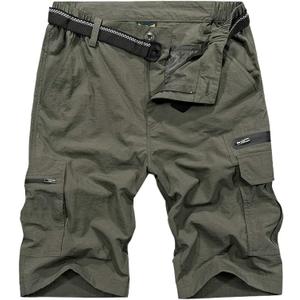 Jessie Kidden Mens Outdoor Casual Expandable Waist Lightweight Water Resistant Quick Dry Fishing Hiking Shorts (34, Army Green)