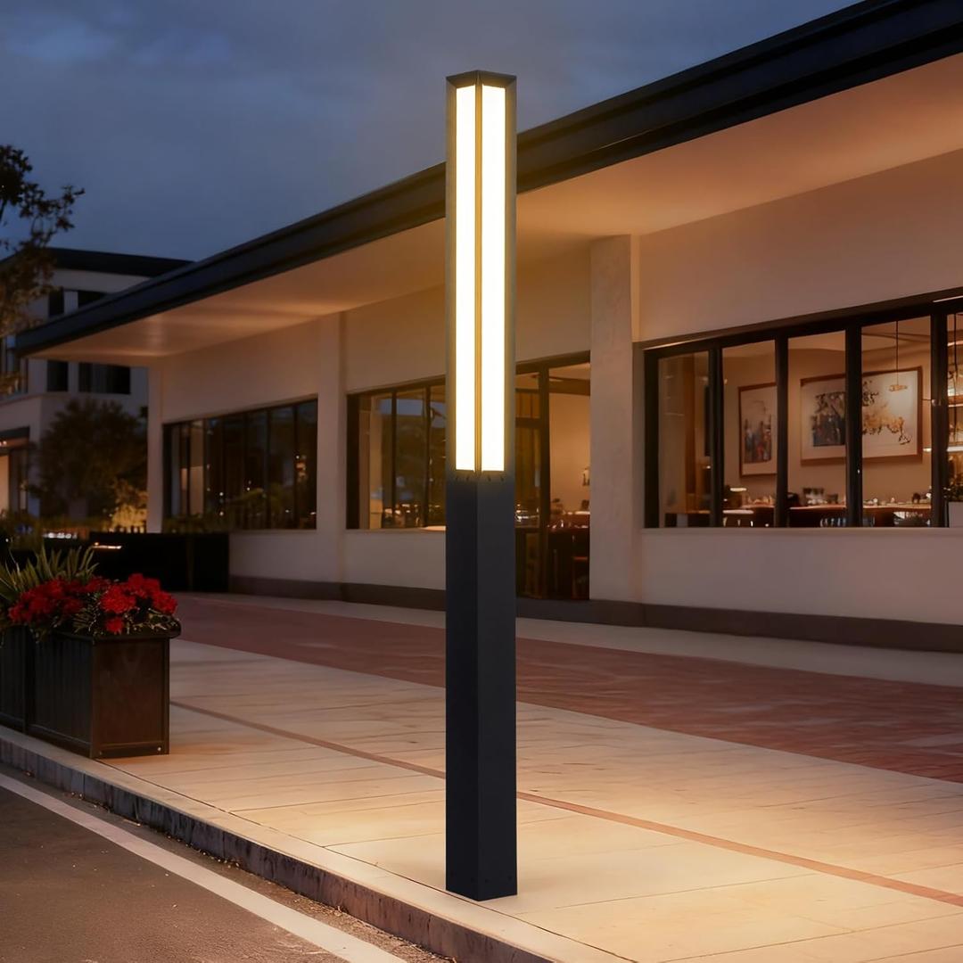 MVBT Path Light, 92" Pathway Lights, Wired Outdoor Modern Landscape LED Bollard Driveway Lighting, IP65 Waterproof Aluminum High Voltage Floor Lamp for Walkway Lawn Patio Yard Garden Decoration